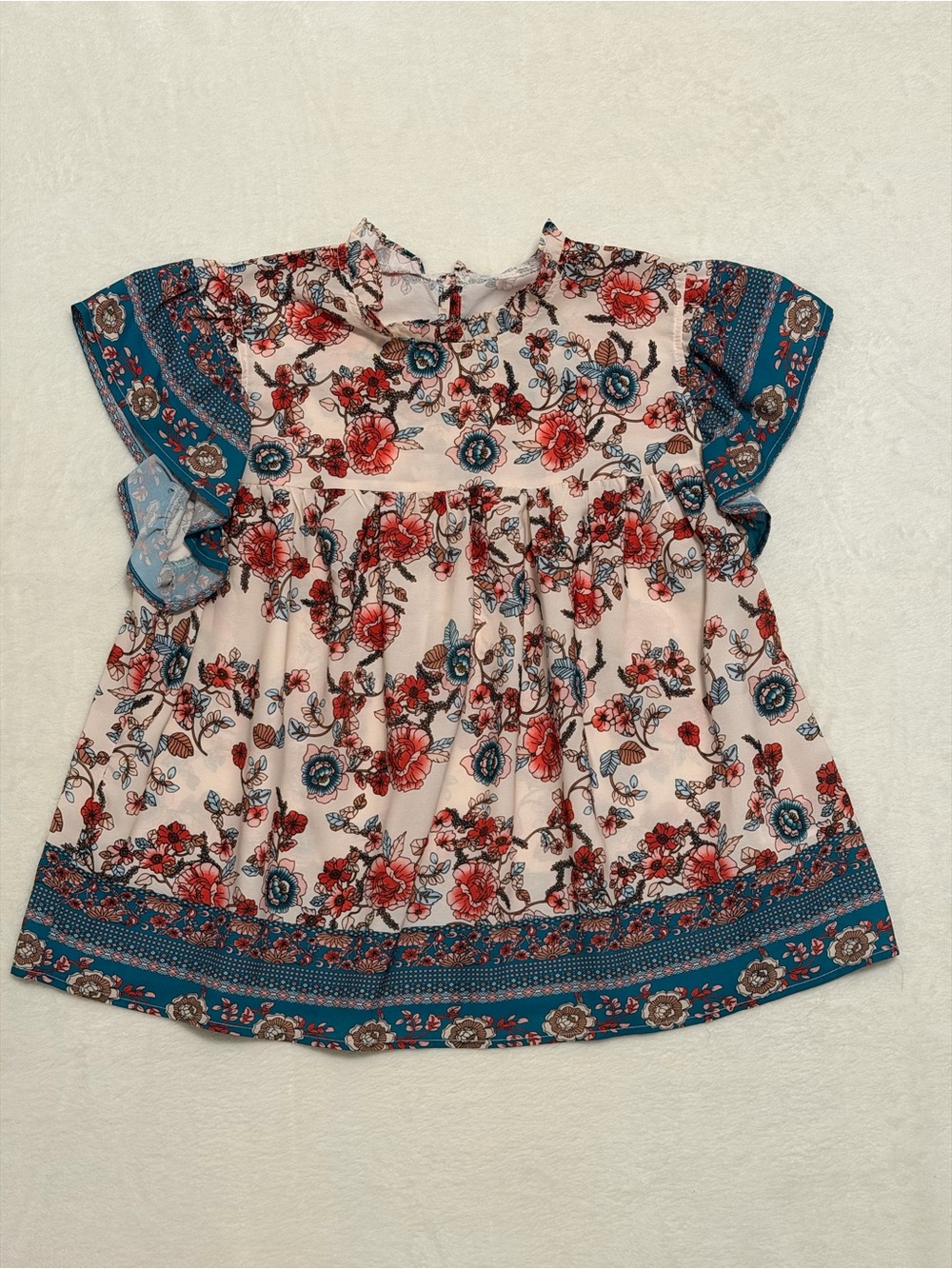 Women’s Floral Border-Print Dress Top